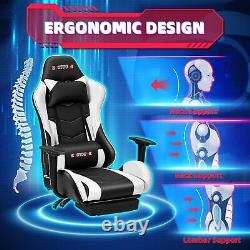 PC Massage Gaming Chair with Footrest Ergonomic Office Desk Chair Racing P