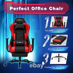 PC Massage Gaming Chair with Footrest Ergonomic Office Desk Chair Racing P