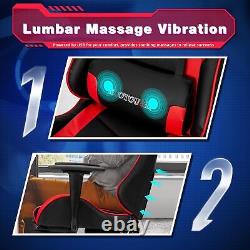 PC Massage Gaming Chair with Footrest Ergonomic Office Desk Chair Racing P