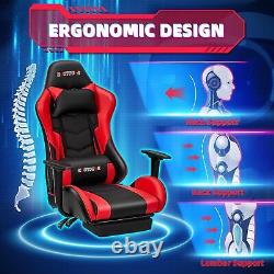 PC Massage Gaming Chair with Footrest Ergonomic Office Desk Chair Racing P