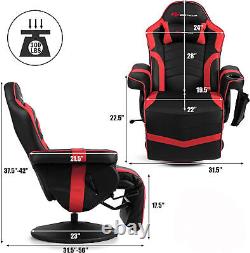 POWERSTONE Gaming Recliner Massage Gaming Chair with Footrest Ergonomic PU Leath