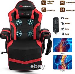 POWERSTONE Gaming Recliner Massage Gaming Chair with Footrest Ergonomic PU Leath