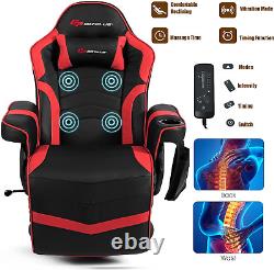 POWERSTONE Gaming Recliner Massage Gaming Chair with Footrest Ergonomic PU Leath