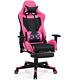 PU Leather Gaming Chair with USB Massage Lumbar Pillow and Footrest