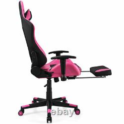 PU Leather Gaming Chair with USB Massage Lumbar Pillow and Footrest