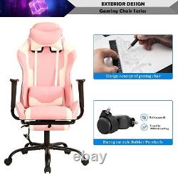 Pink Gaming Chair Massage Office Desk Swivel Recliner Racing Computer Leather