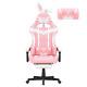 Pink Gaming Chair Office Chair with Footrest Headrest & Massage Lumbar Support E