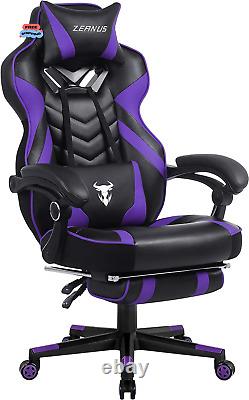 Purple Ergonomic Gaming Chair with Footrest, Adjustable Reclining, Back Support