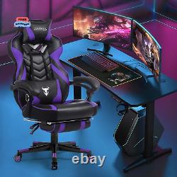 Purple Ergonomic Gaming Chair with Footrest, Adjustable Reclining, Back Support