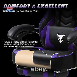 Purple Ergonomic Gaming Chair with Footrest, Adjustable Reclining, Back Support