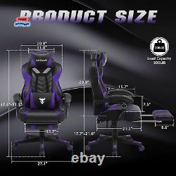 Purple Ergonomic Gaming Chair with Footrest, Adjustable Reclining, Back Support