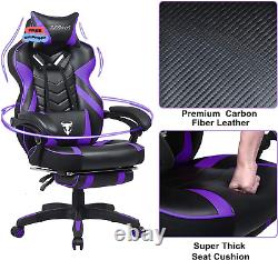 Purple Ergonomic Gaming Chair with Footrest, Adjustable Reclining, Back Support