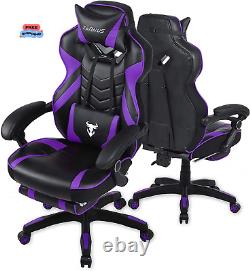 Purple Ergonomic Gaming Chair with Footrest, Adjustable Reclining, Back Support