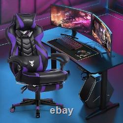 Purple Gaming Chair Reclining Computer Footrest High Back Gamer Massage