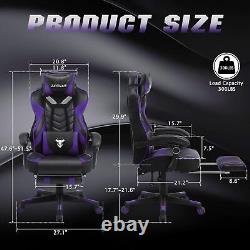 Purple Gaming Chair Reclining Computer Footrest High Back Gamer Massage