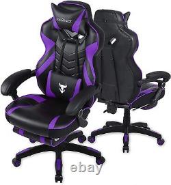 Purple Gaming Chair Reclining Computer Footrest High Back Gamer Massage