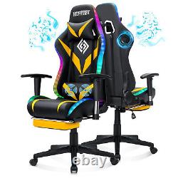 RGB Gaming Chair With Footrest Massage Speakers bluetooth Ergonomic Office Chair