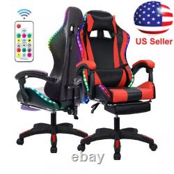 RGB Gaming Chair with Bluetooth Speakers and LED Lights Ergonomic Massage Chair