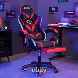 RGB Gaming Chair with Bluetooth Speakers and LED Lights Ergonomic Massage Com