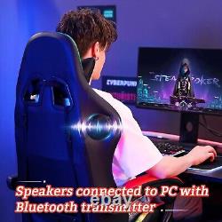 RGB Gaming Chair with Bluetooth Speakers and LED Lights Ergonomic Massage Com