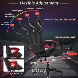 RGB Gaming Chair with Bluetooth Speakers and LED Lights Ergonomic Massage Com