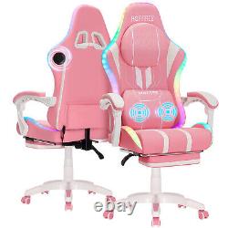 RGB LED Massage Gaming Chair with bluetooth Speakers Ergonomic Office Chair USA