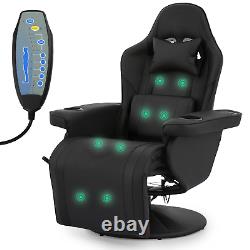 Reclinable Gaming Racing Massage Chair Computer Swivel Seat withBluetooth Speakers