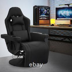 Reclinable Gaming Racing Massage Chair Computer Swivel Seat withBluetooth Speakers