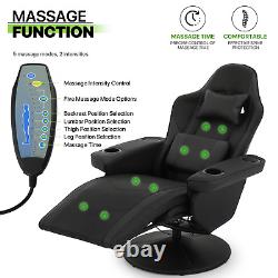 Reclinable Gaming Racing Massage Chair Computer Swivel Seat withBluetooth Speakers