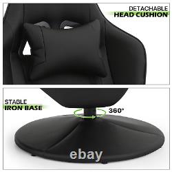 Reclinable Gaming Racing Massage Chair Computer Swivel Seat withBluetooth Speakers