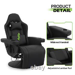 Reclinable Gaming Racing Massage Chair Computer Swivel Seat withBluetooth Speakers