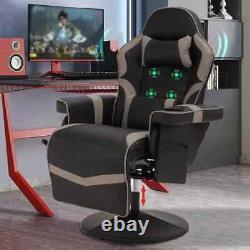 Reclining Gaming Chair, Gaming Chair with Footrest and Massage, High Back PU Lea