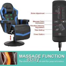 Reclining Gaming Chair, Gaming Chair with Footrest and Massage, High Back PU Lea