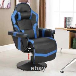 Reclining Gaming Chair, Gaming Chair with Footrest and Massage, High Back PU Lea