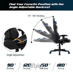 Reclining Swivel Massage Gaming Chair with Lumbar Support