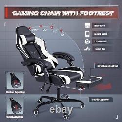 S. Gaming Chair Video Game Chair with Footrest and Massage Lumbar Support