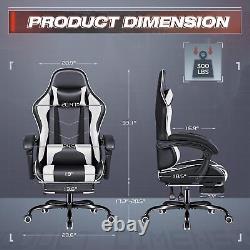 S. Gaming Chair Video Game Chair with Footrest and Massage Lumbar Support