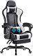 S. Video Game Chair with Footrest and Massage Lumbar Support Gaming Chair