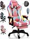 TBQATNTS Gaming Chair LED lights Bluetooth audio contact massage back adjustable