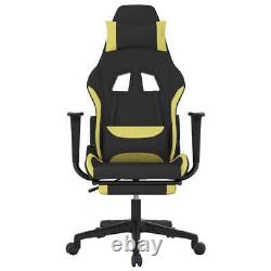 VidaXL Massage Gaming Chair with Footrest Black and Light Green Fabric