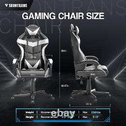 White Gaming Chair with Massage, Ergonomic Gamer Chair, Racing Game Chair, Pc Compu