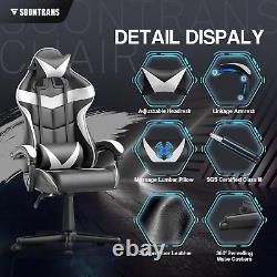 White Gaming Chair with Massage, Ergonomic Gamer Chair, Racing Game Chair, Pc Compu