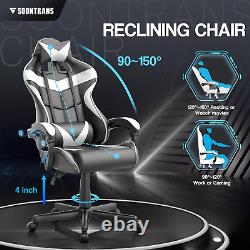 White Gaming Chair with Massage, Ergonomic Gamer Chair, Racing Game Chair, Pc Compu