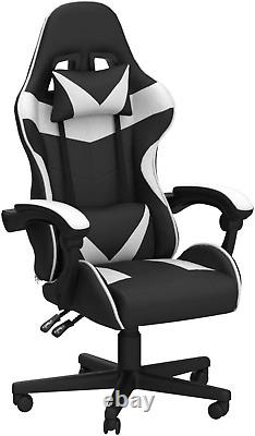 White Gaming Chair with Massage, Ergonomic Gamer Chair, Racing Game Chair, Pc Compu