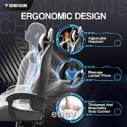 White Gaming Chair with Massage, Ergonomic Gamer Chair, Racing Game Chair, Pc Compu