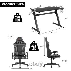 Z-Shaped Racing Style Desk & Massage Gaming Chair Set for Home Office