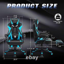 Zeanus Gaming Chair with Footrest Gamer Reclining Computer Chair with Massage Hi