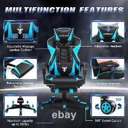 Zeanus Gaming Chair with Footrest Gamer Reclining Computer Chair with Massage Hi